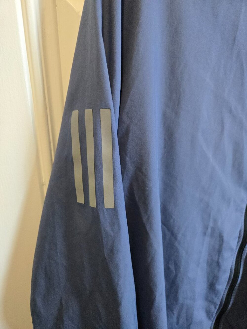 Adidas Running Blue Reflective Full Zip Lightweight Windbreaker Jacket Mens L - Picture 2 of 12